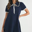 Ruffle Trimmed Collar Fine Knit Mini Dress for Women