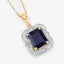 4.07 Carat Iolite and Diamond 14K Yellow Gold Pendant