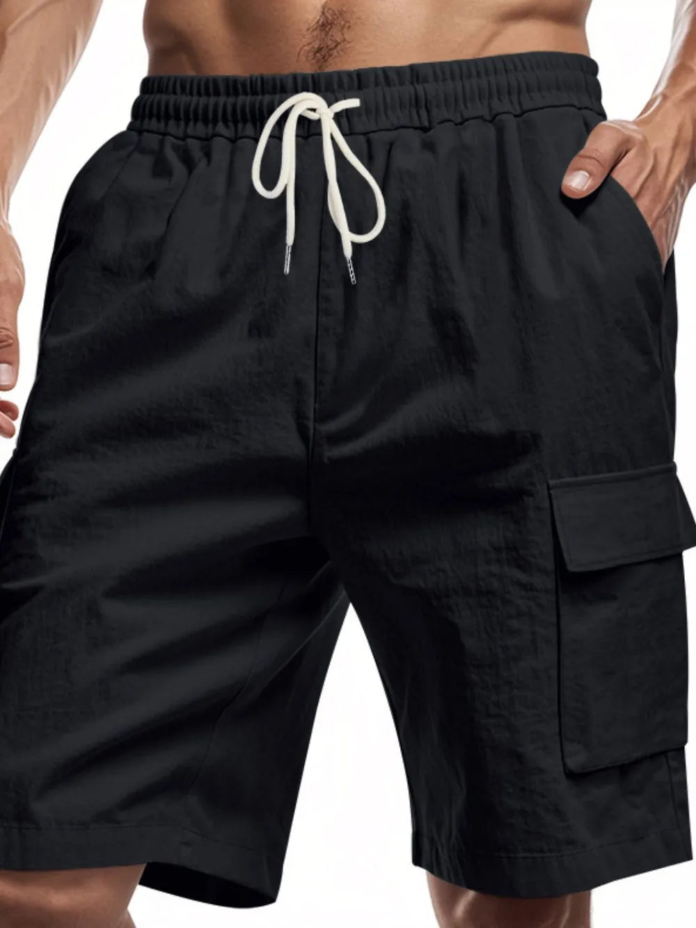 Men's Plus Size Cargo Shorts with Drawstring Waist