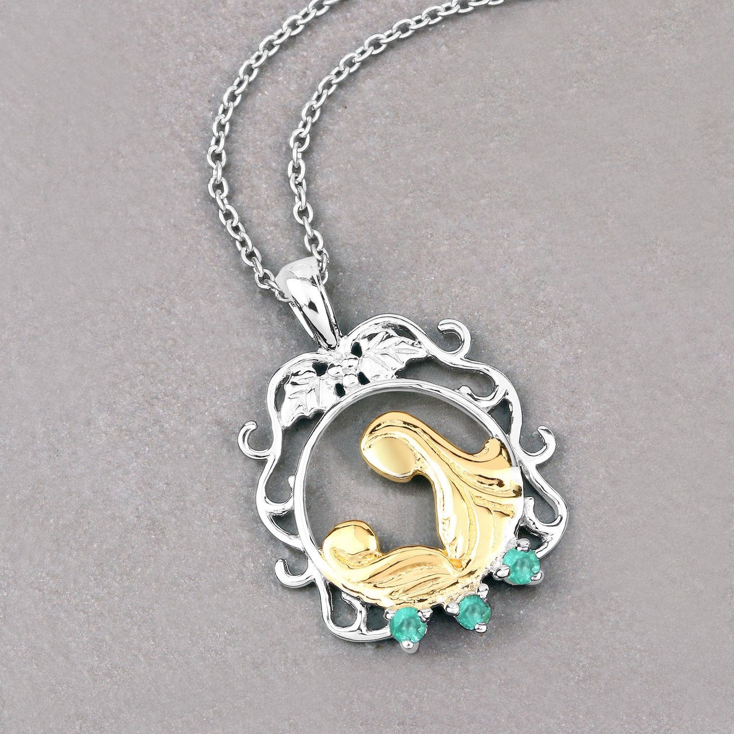 Pendentif en Émeraude Véritable de 0,09 Carat en Argent Sterling .925