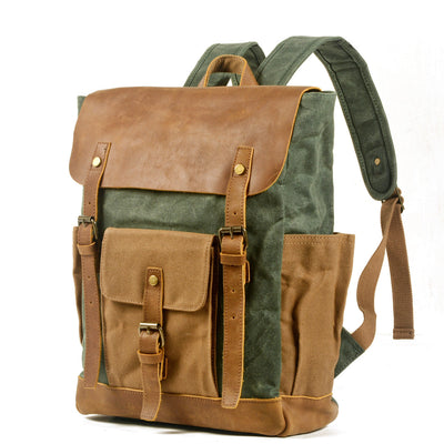 Premium Canvas Crazy Horse Leather Laptop Backpack