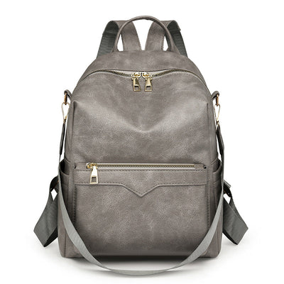 Korean-Style Soft PU Large-Capacity Women's Travel Backpack