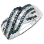 0.88 Carat Genuine Blue & White Diamond Sterling Silver Ring
