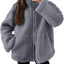 Manteau élégant d'hiver à col avec fermeture éclair et poches