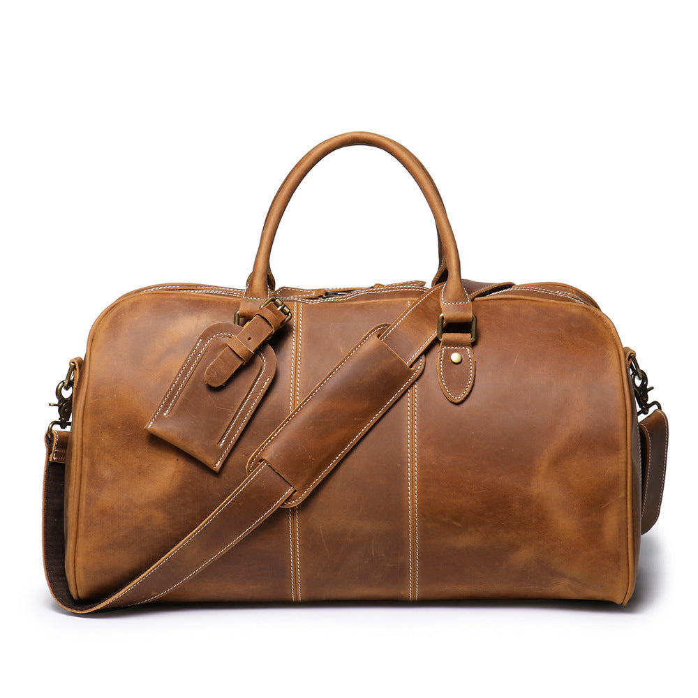 Sac de voyage en cuir véritable rétro pour homme