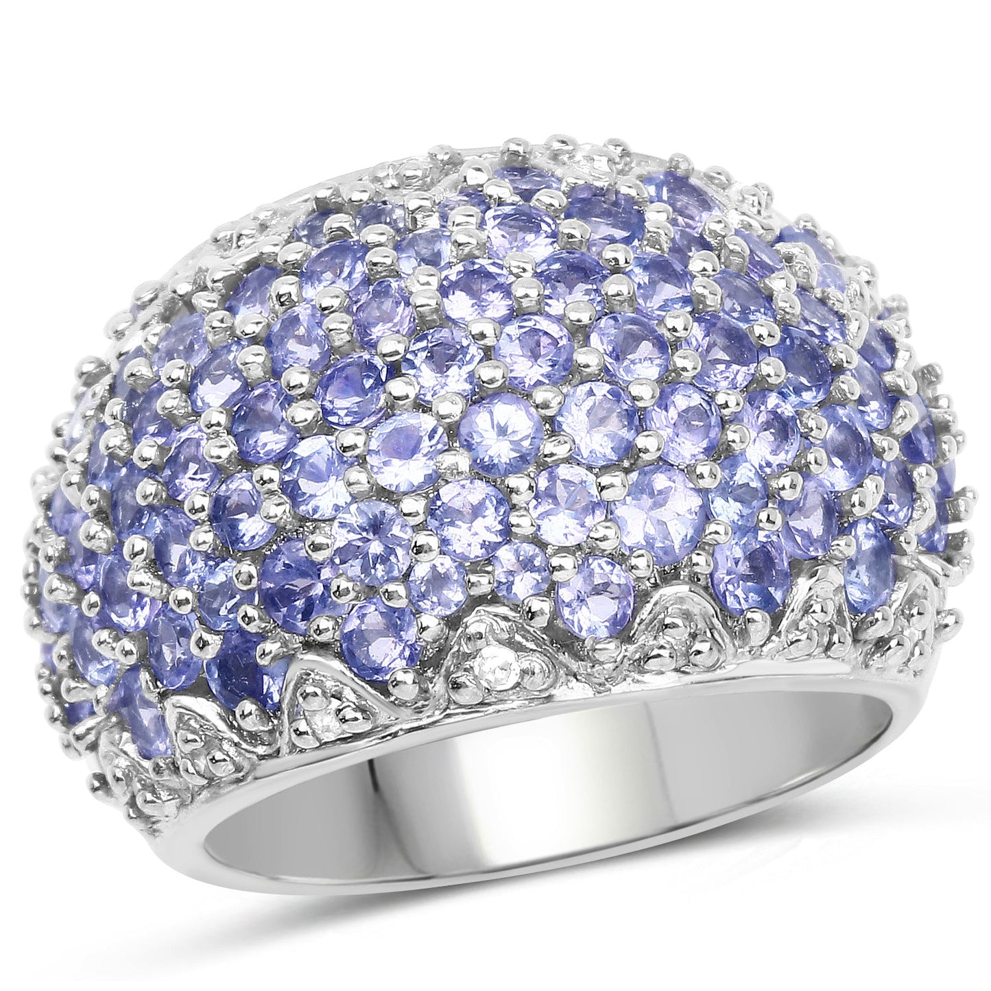 Bague en argent sterling de 3,01 carats en tanzanite véritable et diamants blancs