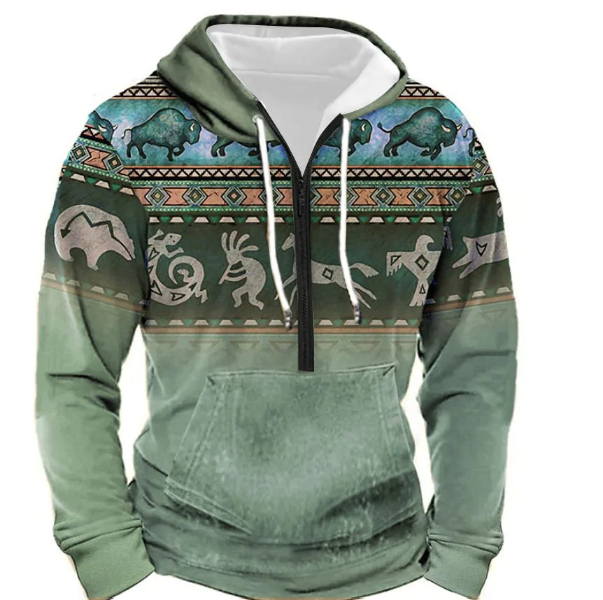 Retro Long-Sleeve Zipper Sweater for Men
