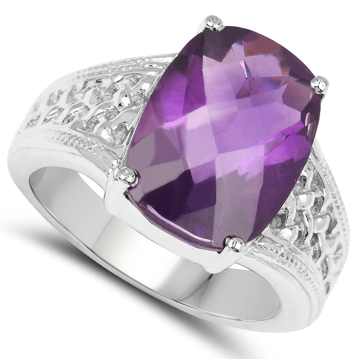 Anillo de Amatista Genuina de 6.50 Quilates en Plata Esterlina .925