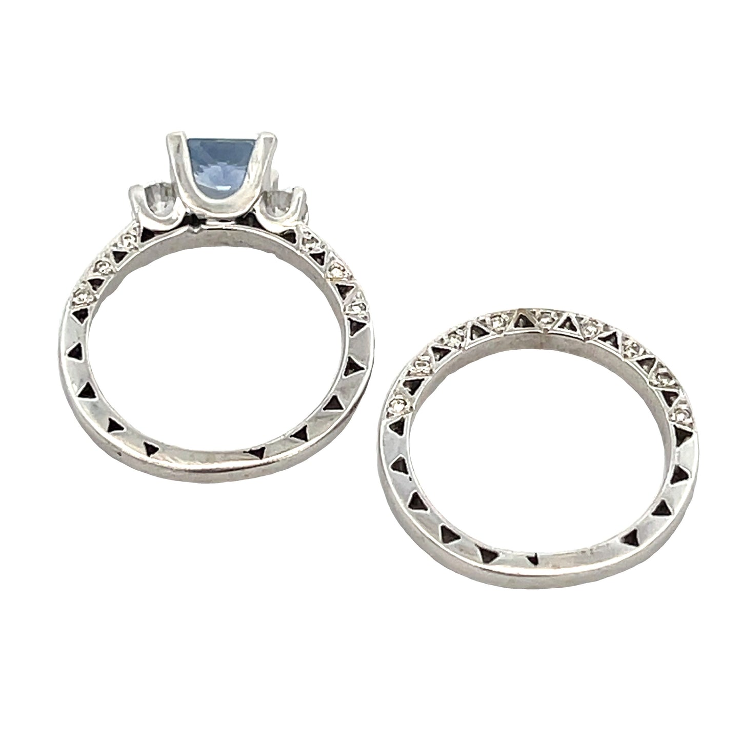 Antique Style Engagement Ring Set in 14KT White Gold