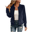 Elegant Round-neck Zip-up Deerskin-fleece Bomber Jacket