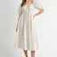 Floral Drawstring Detail Puff Sleeve Midi Dress