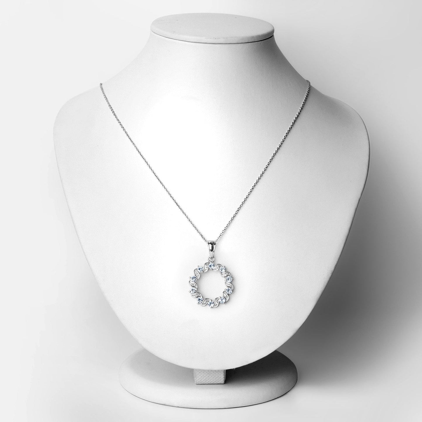 Pendentif en aigue-marine et topaze blanche de 1,10 carat en argent sterling