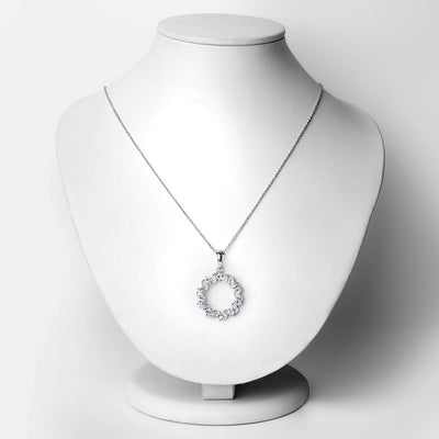 1.10 Carat Genuine Aquamarine & White Topaz Pendant in Sterling Silver