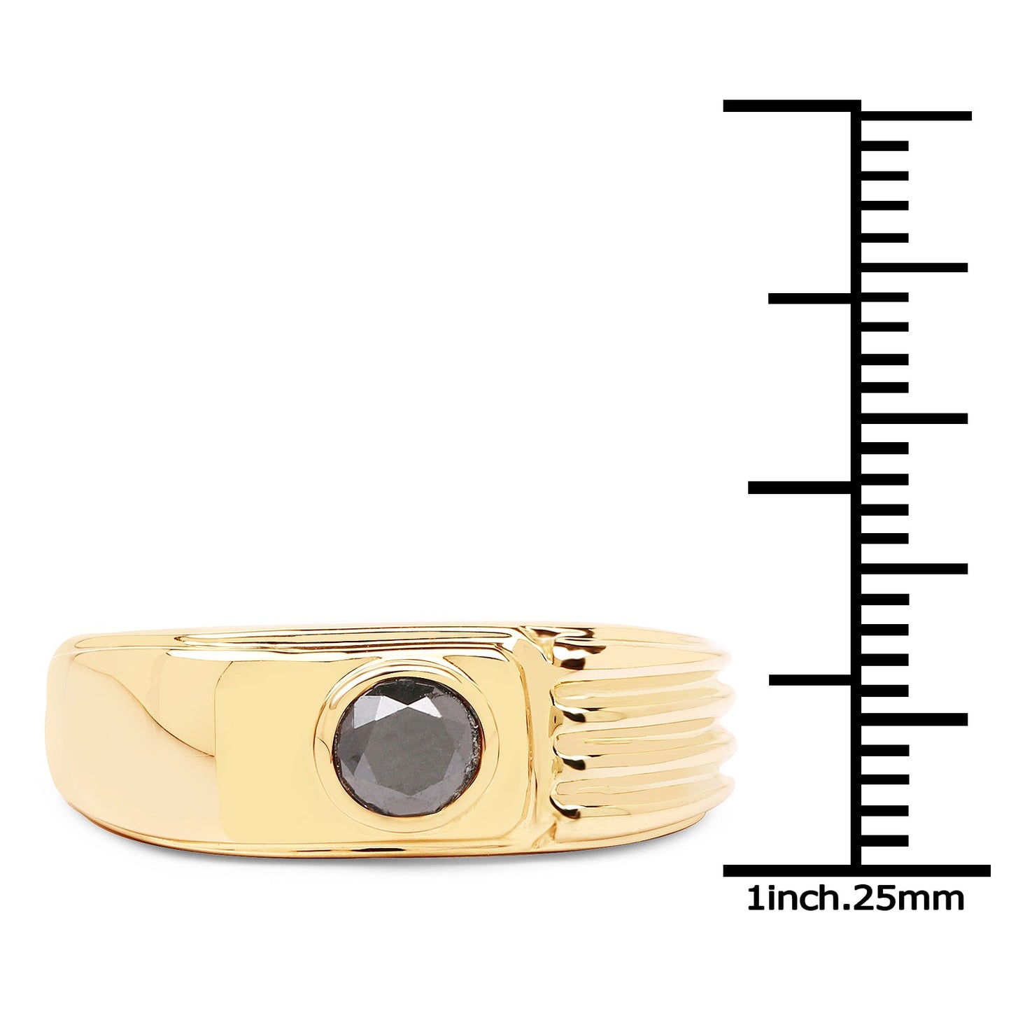 Anillo de Solitario de Diamante Negro Baño de Oro de 14K