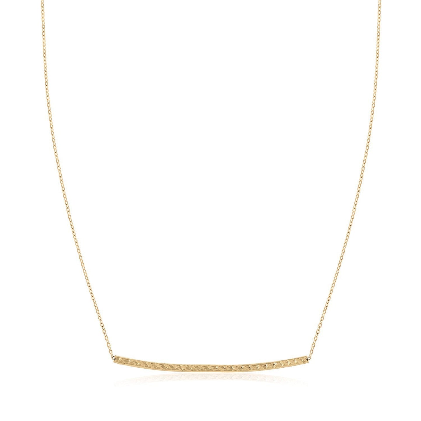Collar de barra texturizada delgada de oro amarillo de 14k