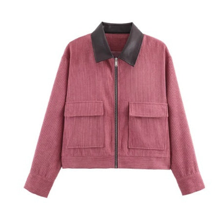 Stylish Women's Corduroy Bomber Jacket in 3 Colors