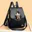 Sac à dos en cuir véritable avec pendentif pour étudiantes