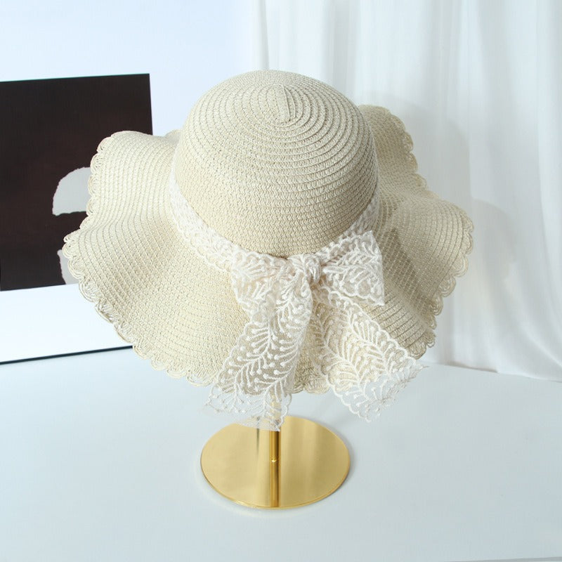 Lace String Woven Straw Sun Hat for Summer Adventures