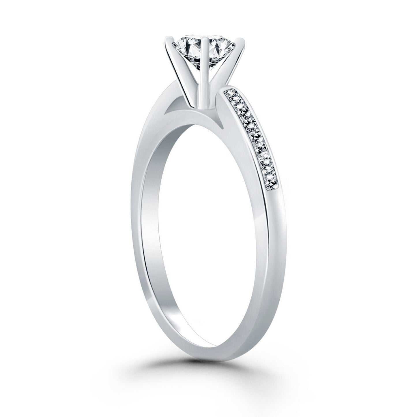 Anillo de Compromiso de Diamante en Canal de Oro Blanco de 14k
