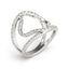 Anillo de Doble Banda Estilo Flor de Diamante en Oro Blanco de 14k
