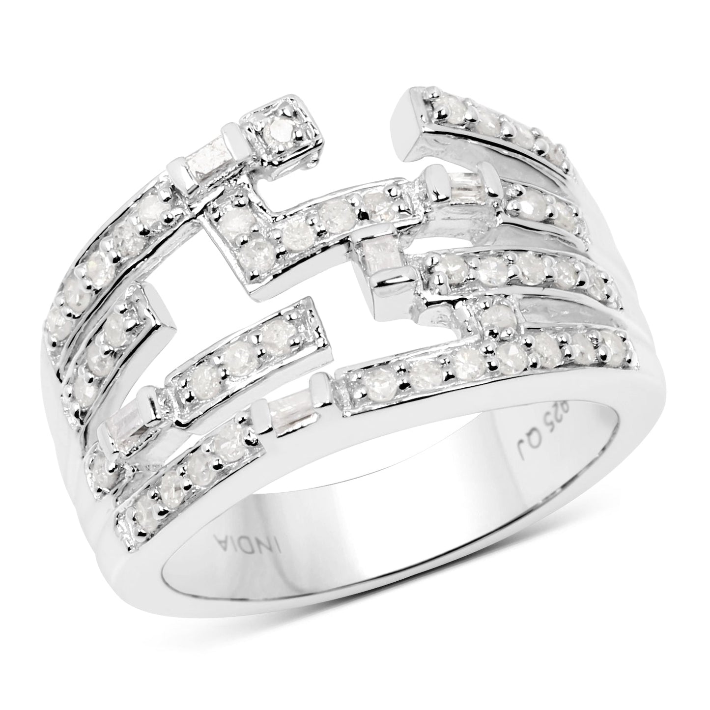 Bague en cluster de diamant blanc de 0,60 carat en argent sterling