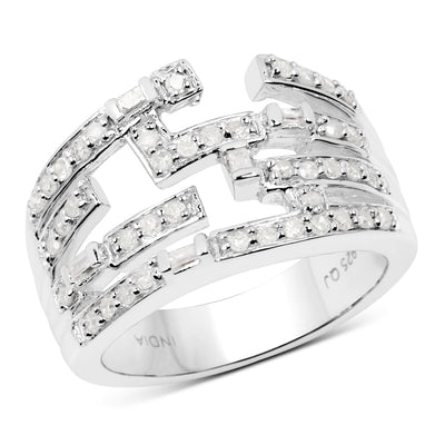 0.60 Carat White Diamond Cluster Ring in Sterling Silver