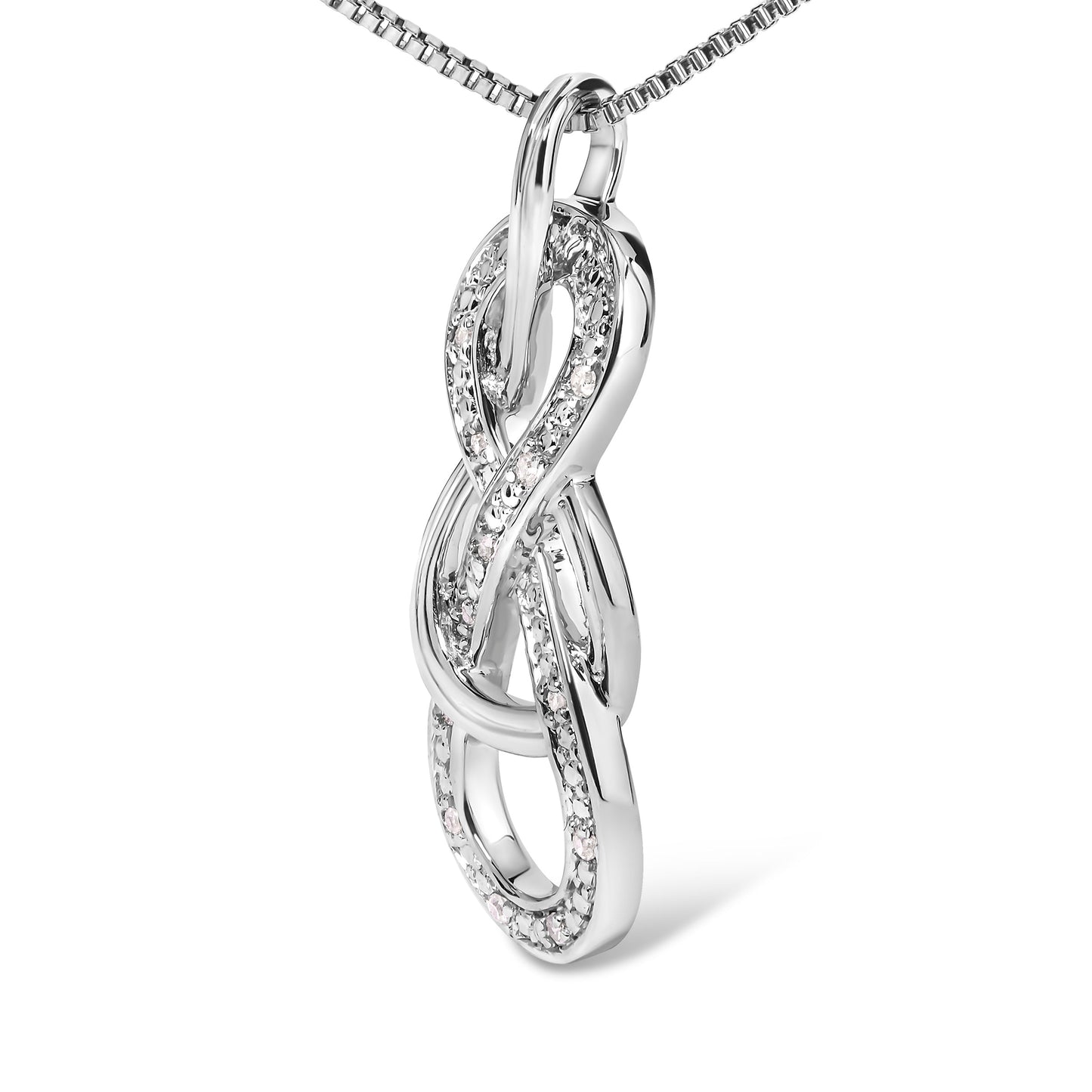 Collar de Péndulo Infinito con Acento de Diamante en Plata de Ley 925 - 18 Pulgadas