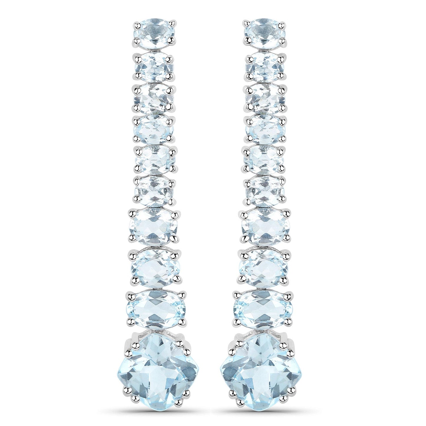 Pendientes de Topacio Azul Elegantes con Baño de Oro Blanco de 18K
