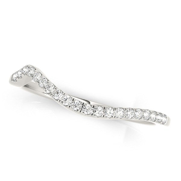 Anillo de Boda de Diamantes Curvado Moderno de Oro Blanco de 14k