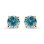 14K Yellow Gold Aqua Blue Diamond Solitaire Stud Earrings