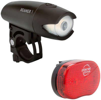 Conjunto de Faro y Luz Trasera Planet Bike Beamer 1 & Blinky 3 - Negro