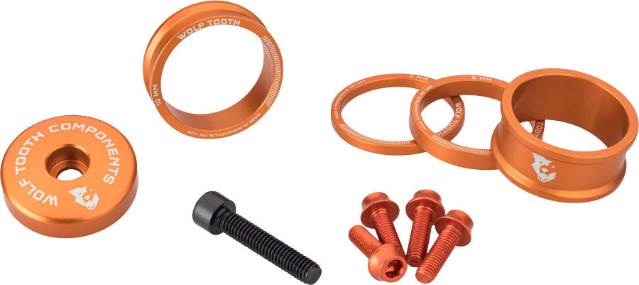 Wolf Tooth BlingKit: Kit de Espaciadores para Dirección 3 510 15mm Naranja