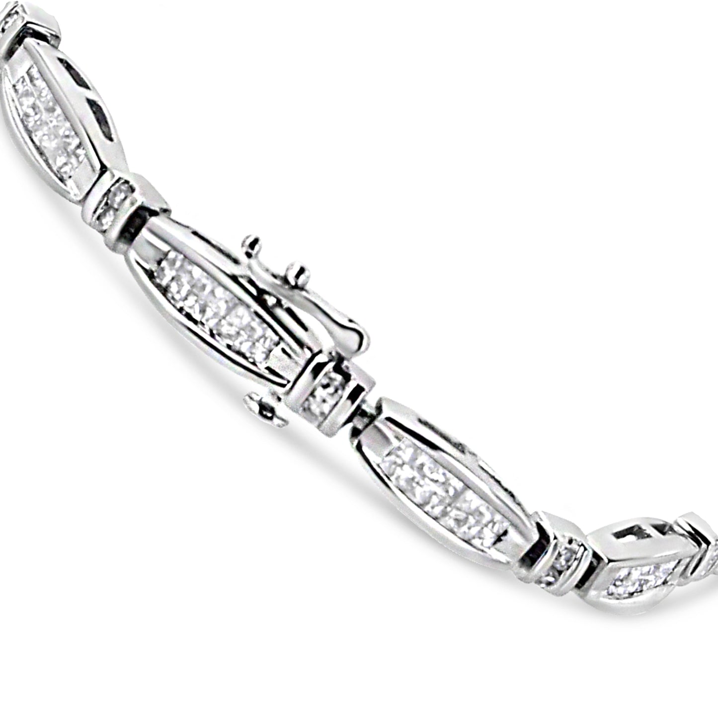 Bracelet en or blanc 14K avec diamants en barre et en maillons - 2,0 cttw