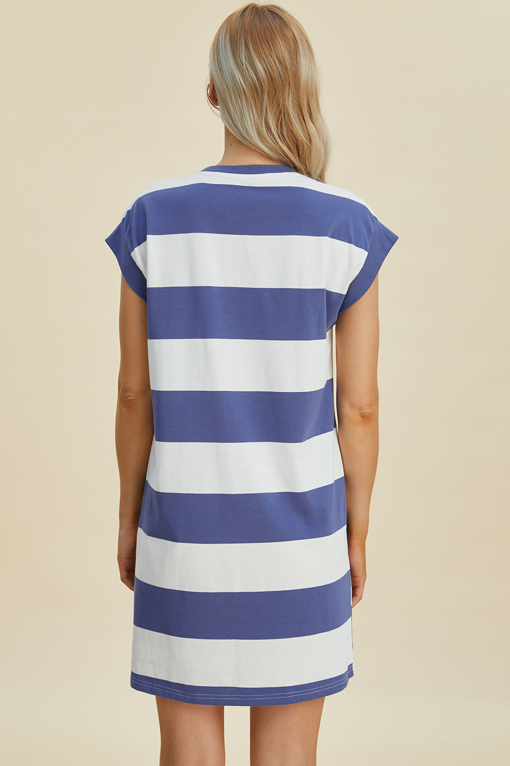 Vestido Mini de Manga Corta a Rayas Chic para Mujeres
