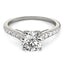 14k White Gold Diamond Engagement Ring with Single Row Band