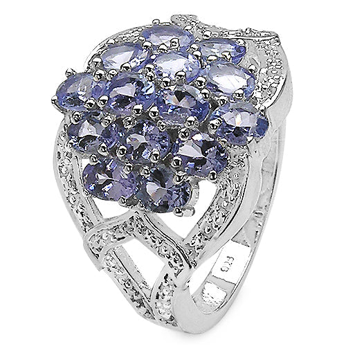 2.38 Carat Genuine Tanzanite Sterling Silver Engagement Ring