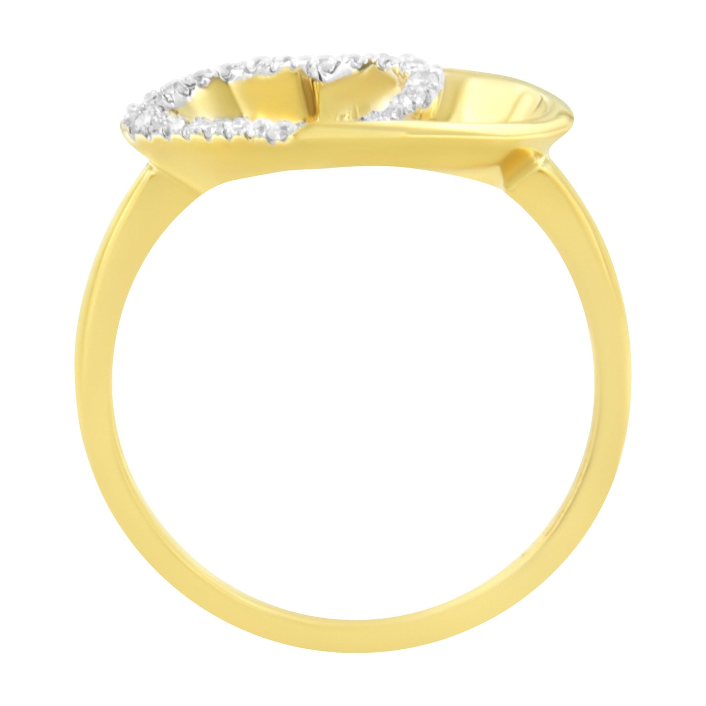 Bague en forme de cœur en diamant en or jaune 14KT - Taille 7
