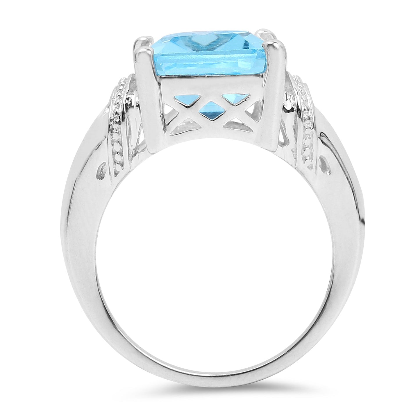 8.89 Carat Genuine Swiss Blue Topaz Sterling Silver Ring