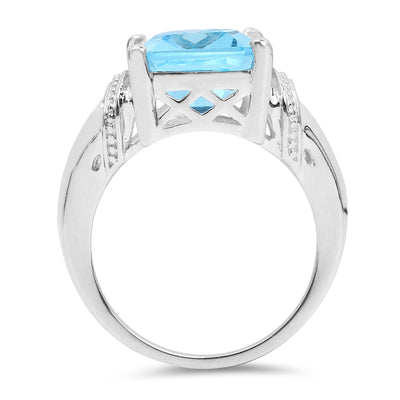 Bague en argent sterling avec topaze bleue suisse de 8,89 carats