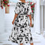 Chic Black and White Balloon Sleeve Dress for Effortless Summer Elegance - Korvel