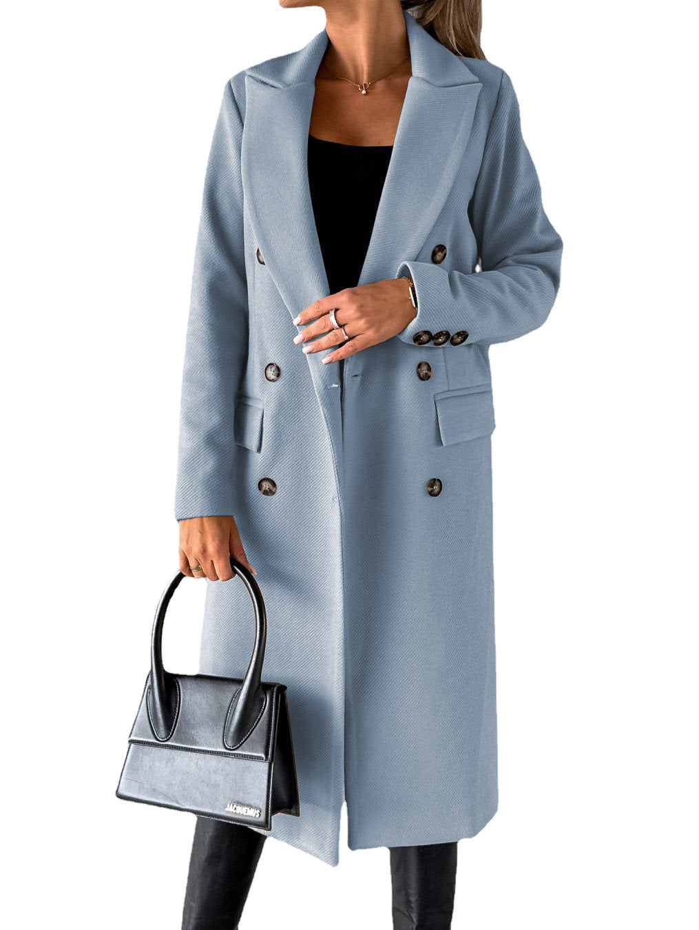 Elegant Long Sleeve Double Breasted Overcoat