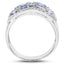 Bague en argent sterling avec tanzanite véritable de 2,62 carats et topaze blanche