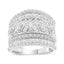 .925 Sterling Silver Multi-Row Diamond Edge Ring Band - Size 7
