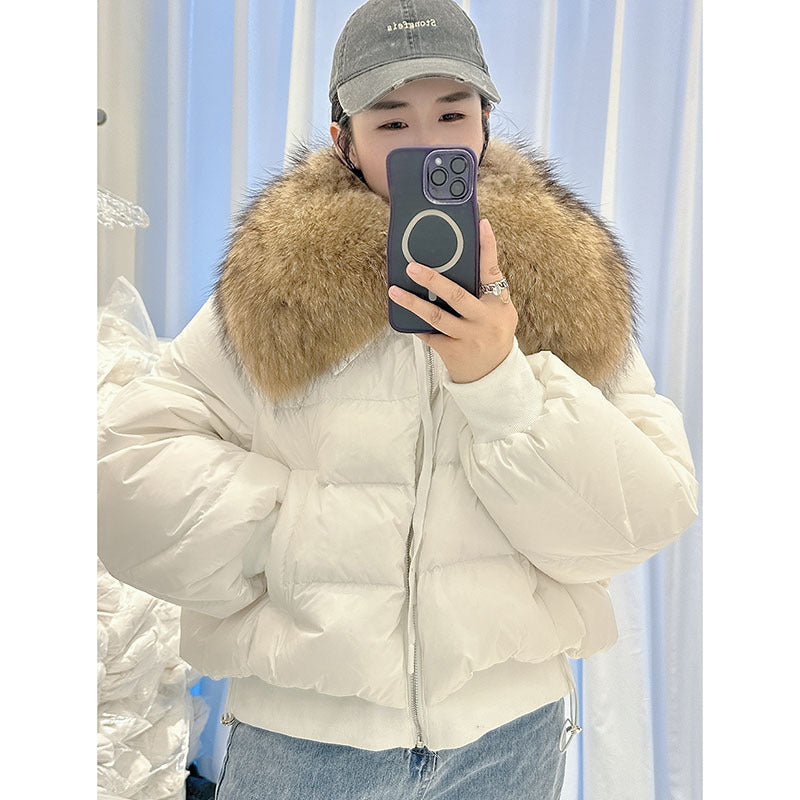 Women's Premium Down Jacket with Fur Trim