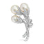18K White Gold Diamond & South Sea Pearl Floral Brooch Pin