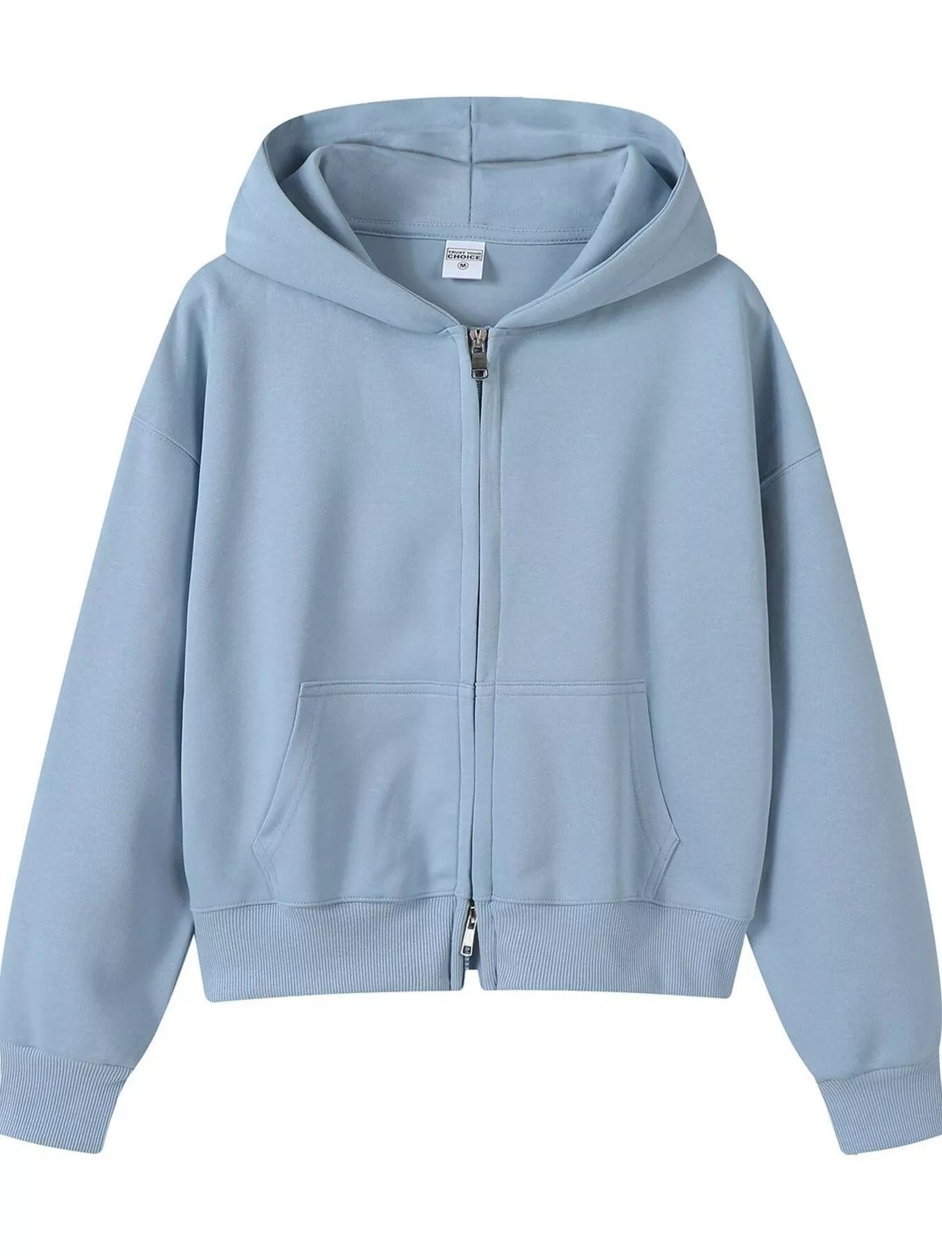Plus Size Casual Zip-Up Long Sleeve Hoodie