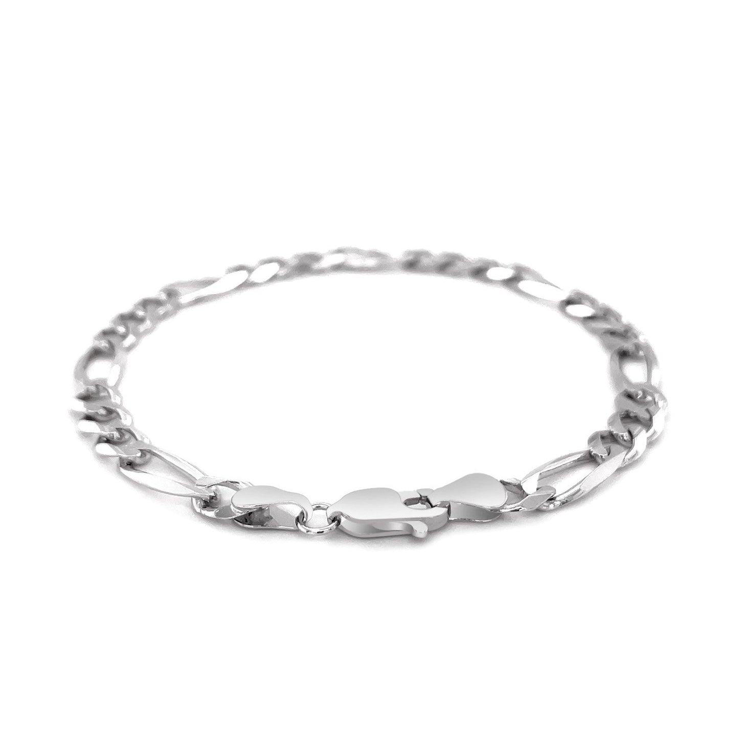 Pulsera Figaro Sólida de Oro Blanco de 14k de 6.0mm