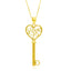 14k Yellow Gold Skeleton Key LOVE Pendant