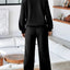 Collared Sweatshirt and High Waist Pants Active Set
