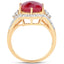 Anillo de Rubí y Topacio Blanco Bañado en Oro Amarillo de 14K